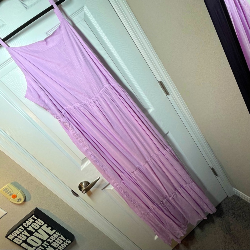 Old Navy Pink/Light Purple Tiered Maxi Sundress